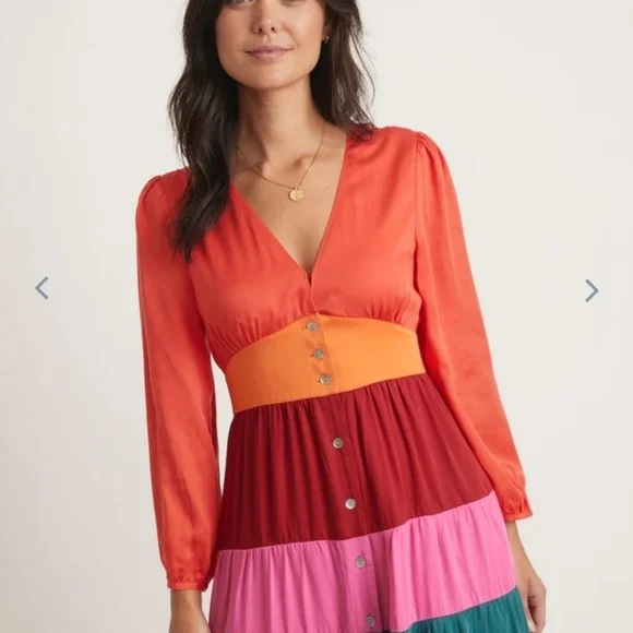 MARINE layer Maeve Colorblock Maxi Dress in Multi Colorblock - Picture 3 of 8